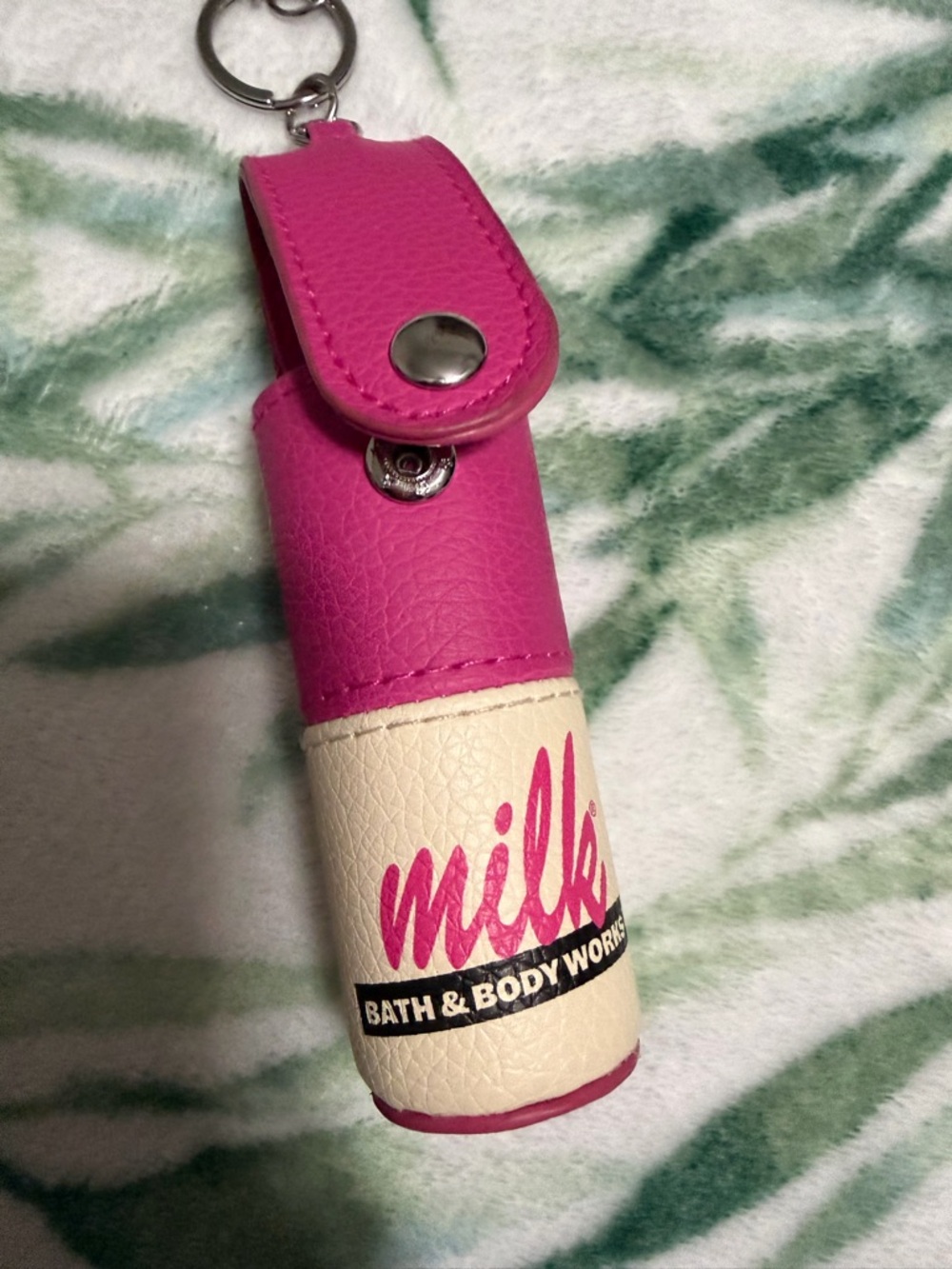 Bath & Body Works Pink & Cream Milk Hand Sanitizer Holder Keychain